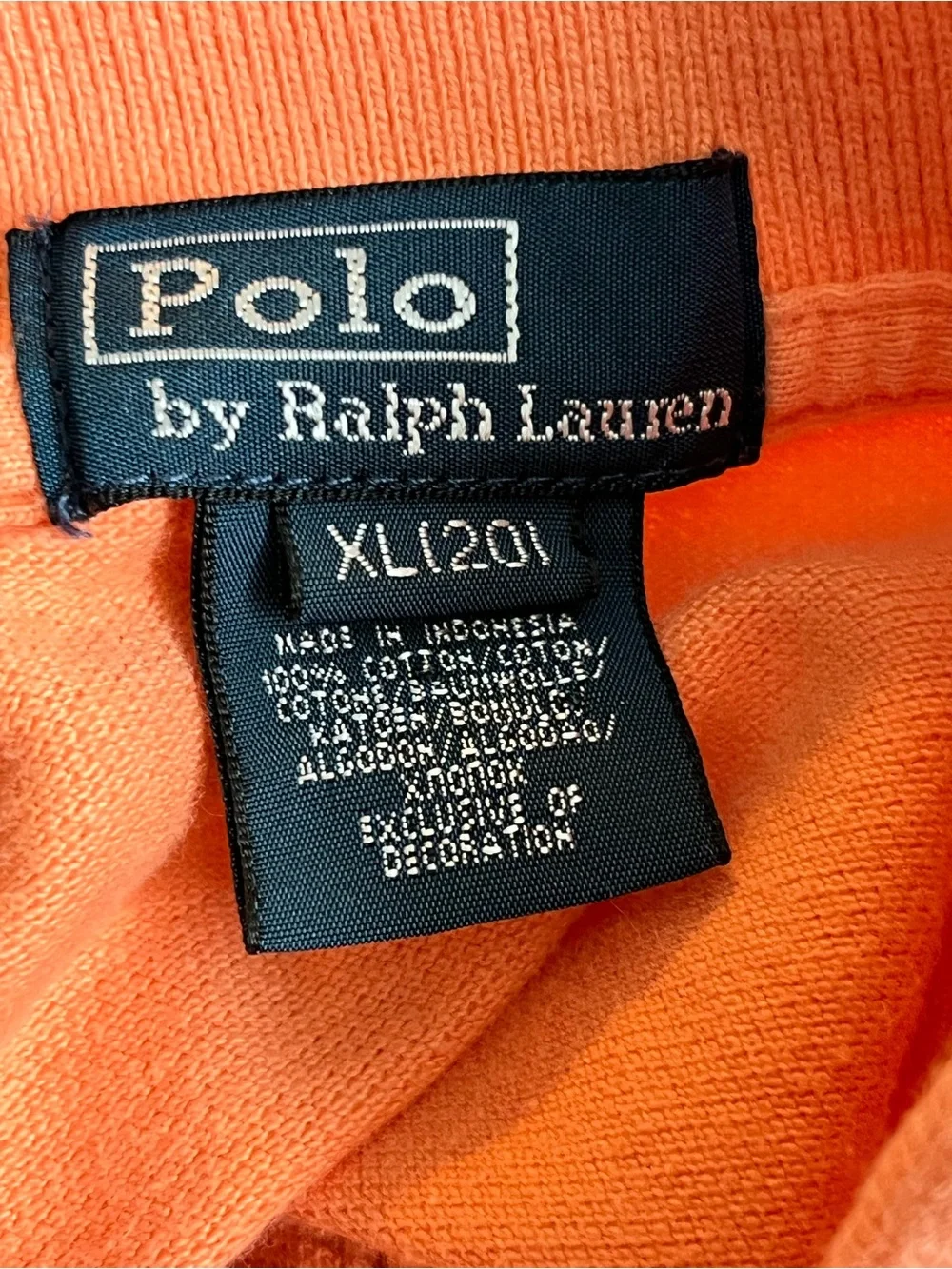 Polo Ralph Lauren Orange Short-Sleeve Polo Boys Shirt Size 20 XL Teal Pony EUC